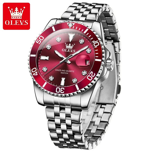 OLEVS Watches for Men Men'S Quartz Watch Gold Watch Relojes Para Hombre Waterproof Luminous Function Date Stainless Steel Quartz Watch Birthday Gift Souvenir Gift 9809