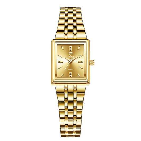 LIEBIG Women'S Square Luxury Watch - Gold Stainless Steel Strap, Quartz Movement, Elegant Fashion Design