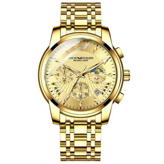 LOUIEJUELEN Elegance Men'S Watch Swiss Precision 40Mm Alloy Case Sapphire Crystal Stainless Steel Water-Resistant Shockproof Luminous Dial for Business Social Events